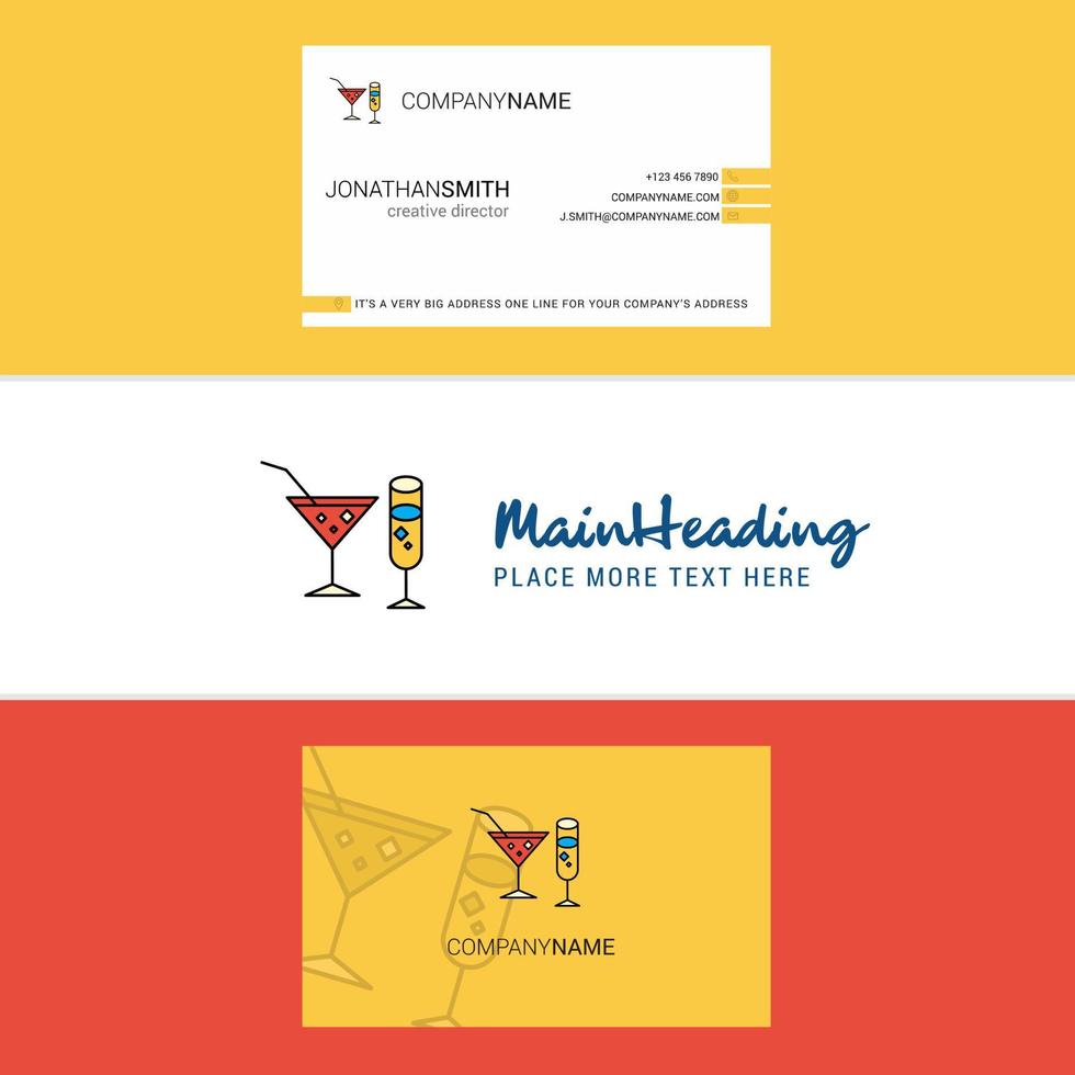 Beautiful Drinks Logo and business card vertical Design Vector