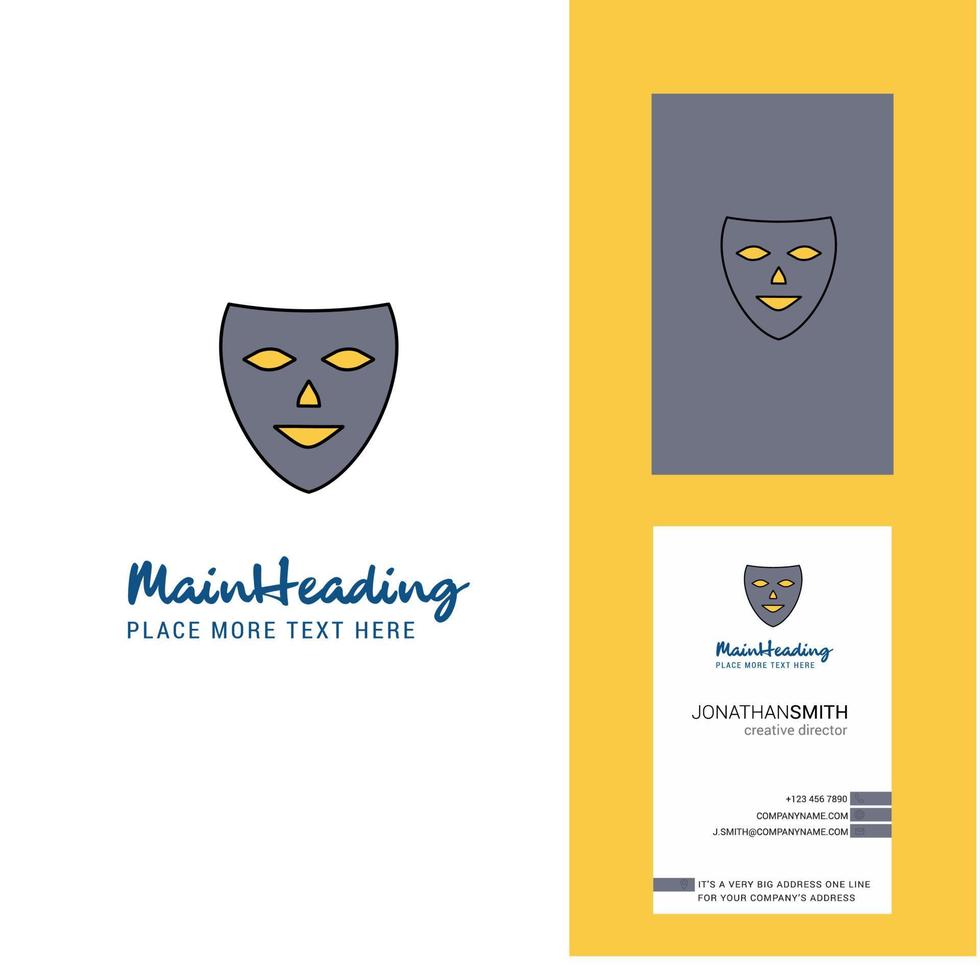 logotipo creativo de máscara y vector de diseño vertical de tarjeta de visita