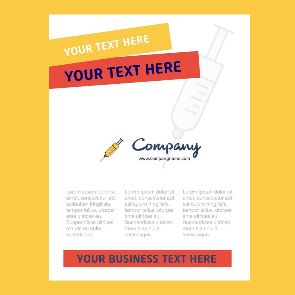 Syringe Title Page Design for Company profile annual report presentations leaflet Brochure Vector Background