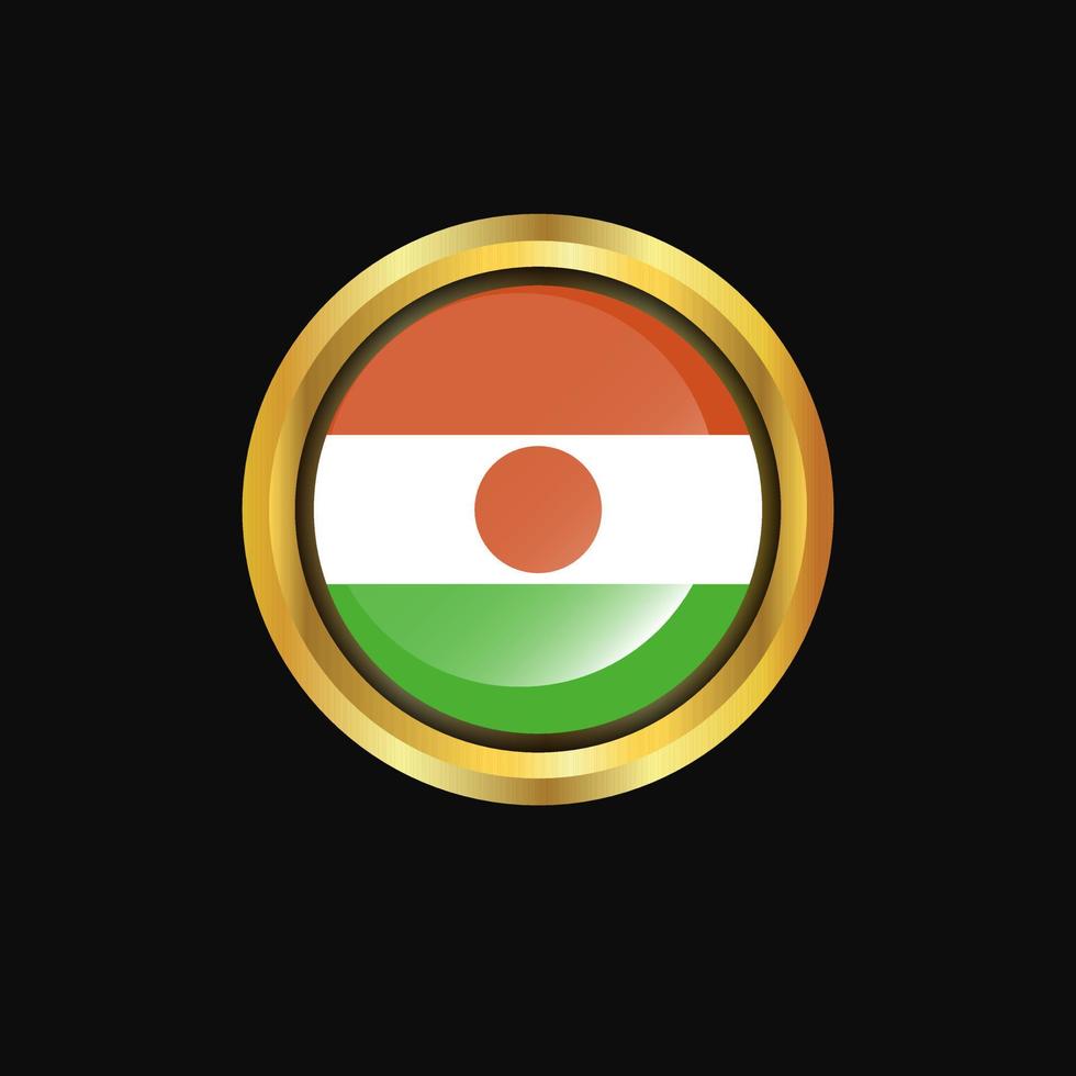 Niger flag Golden button vector