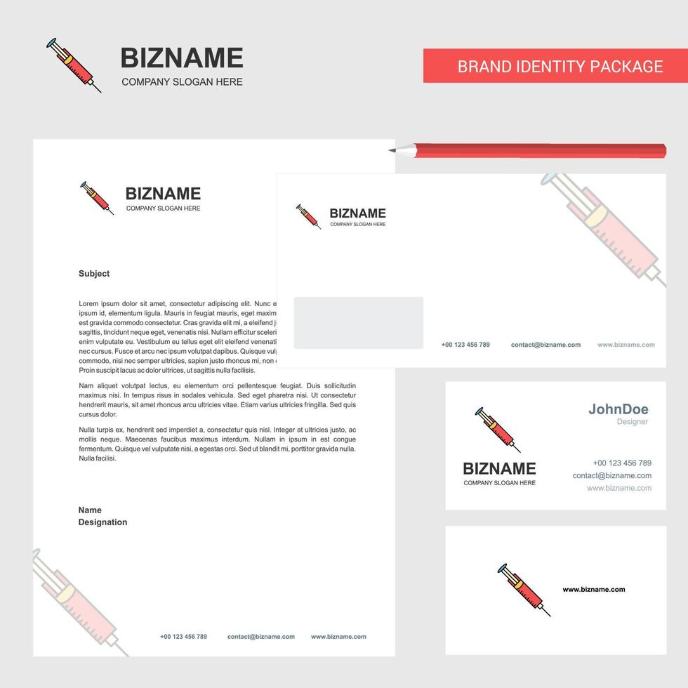 Syringe Business Letterhead Envelope and visiting Card Design vector template