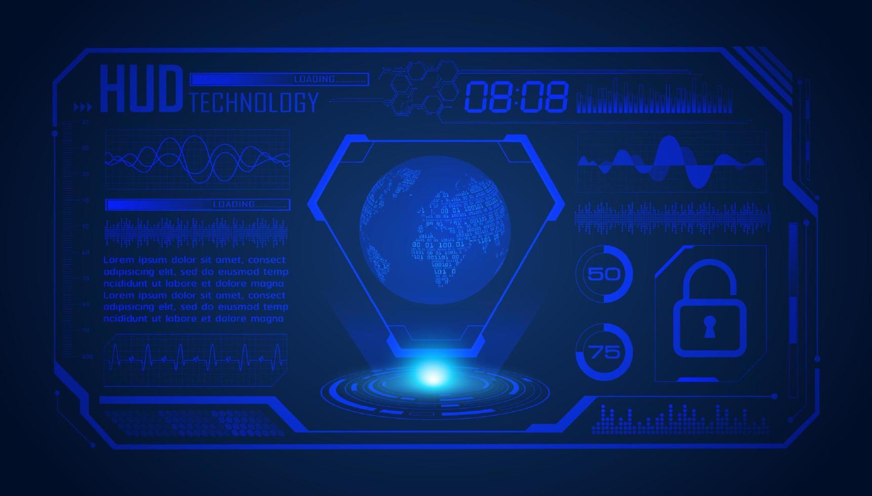 Modern HUD Technology Screen Background with blue globe vector