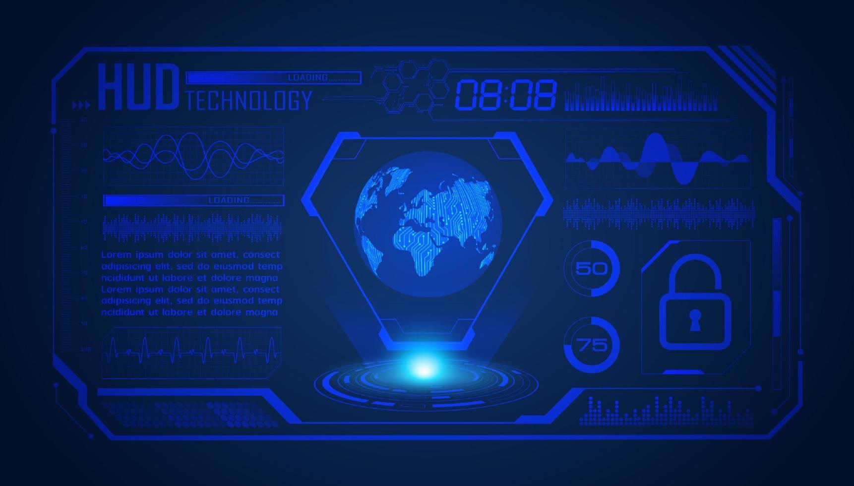 Modern HUD Technology Screen Background with blue globe vector