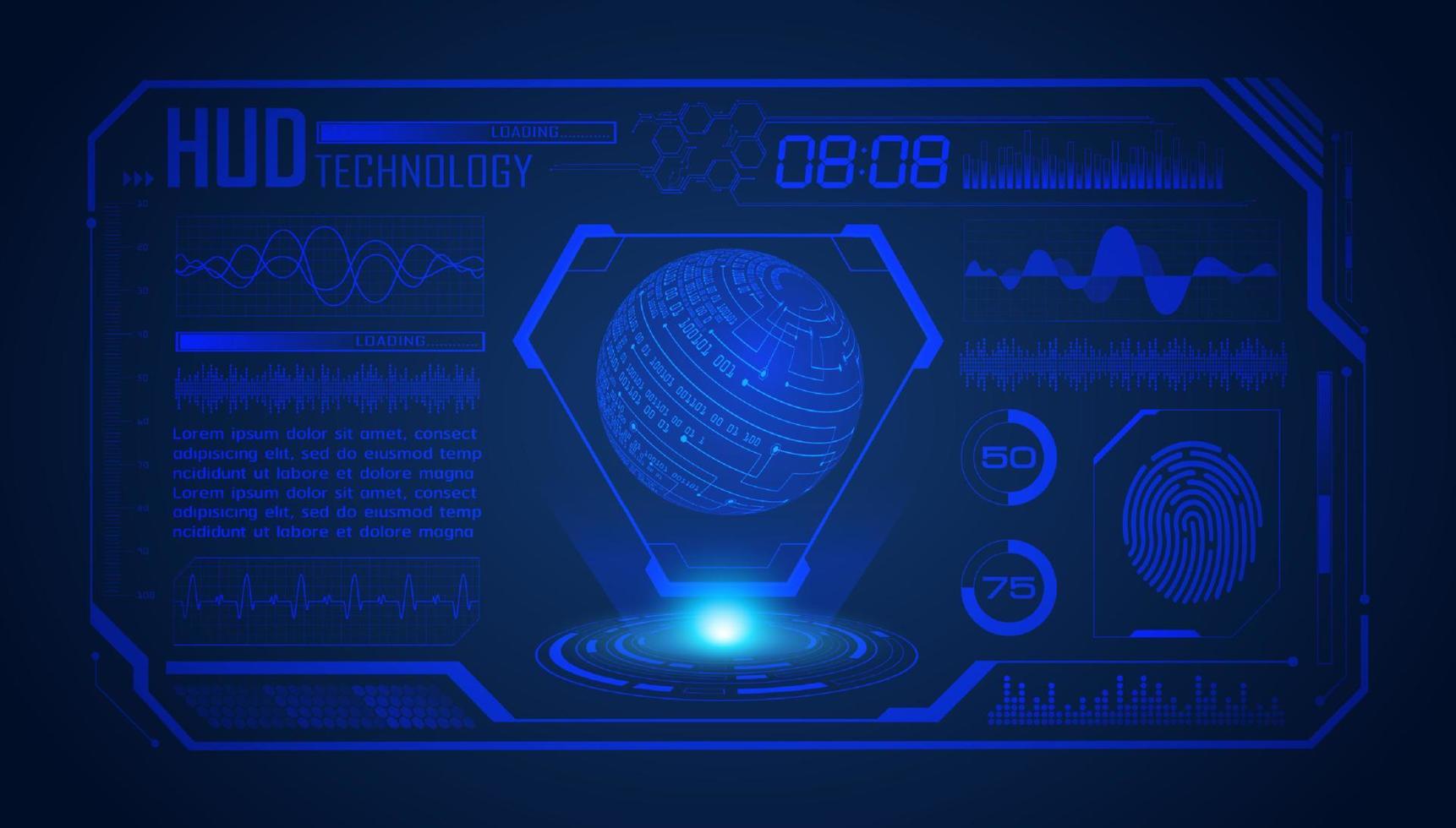 Modern HUD Technology Screen Background with blue globe vector