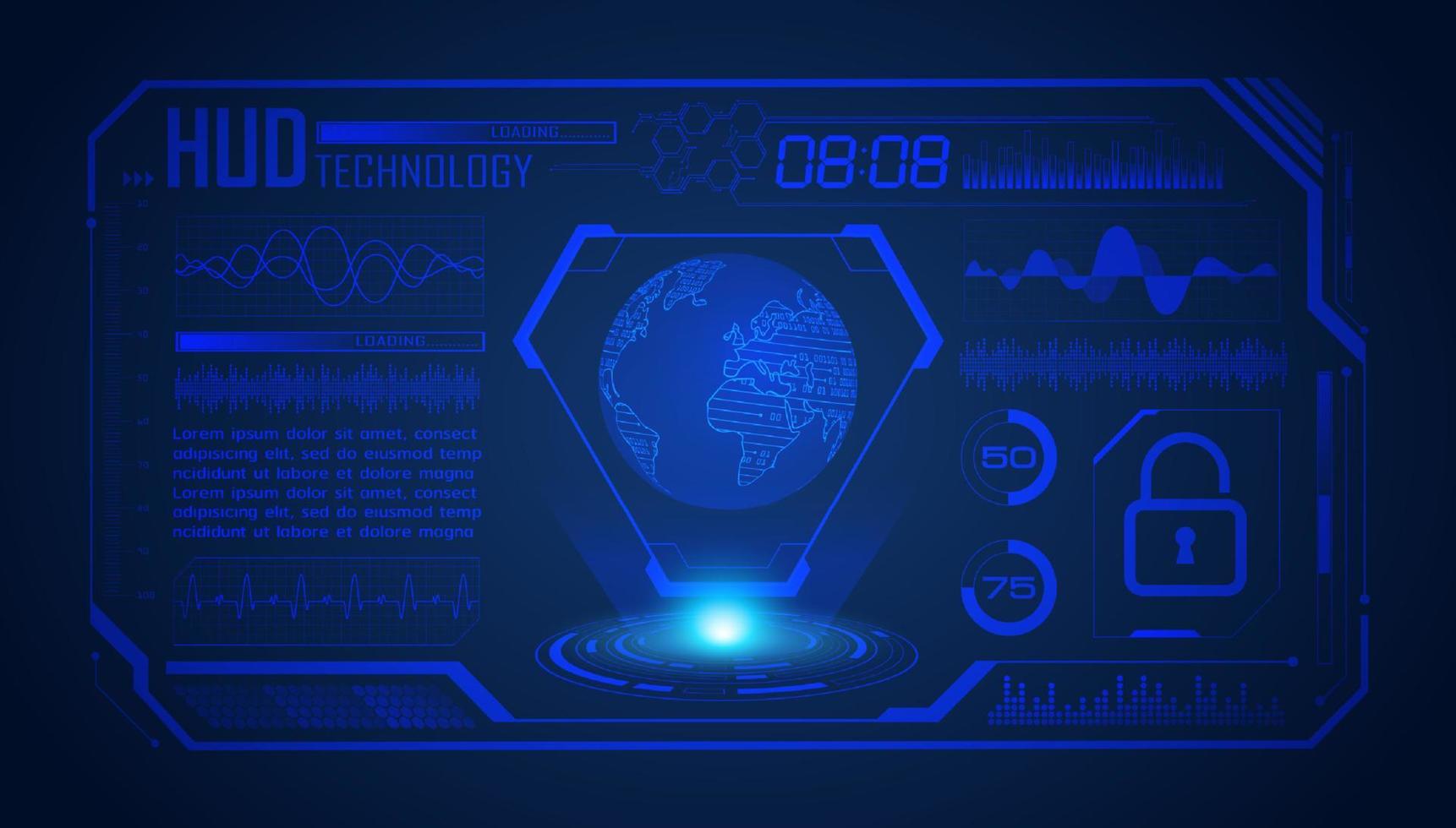 Modern HUD Technology Screen Background with blue globe vector