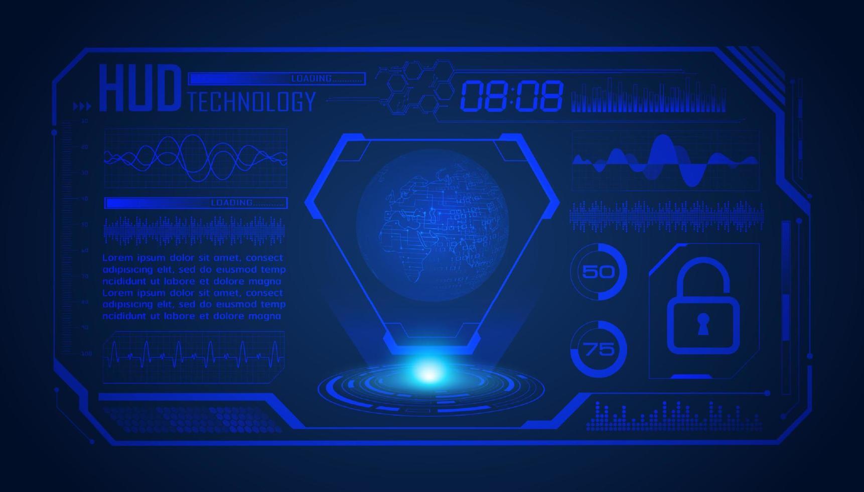 Modern HUD Technology Screen Background with blue globe vector