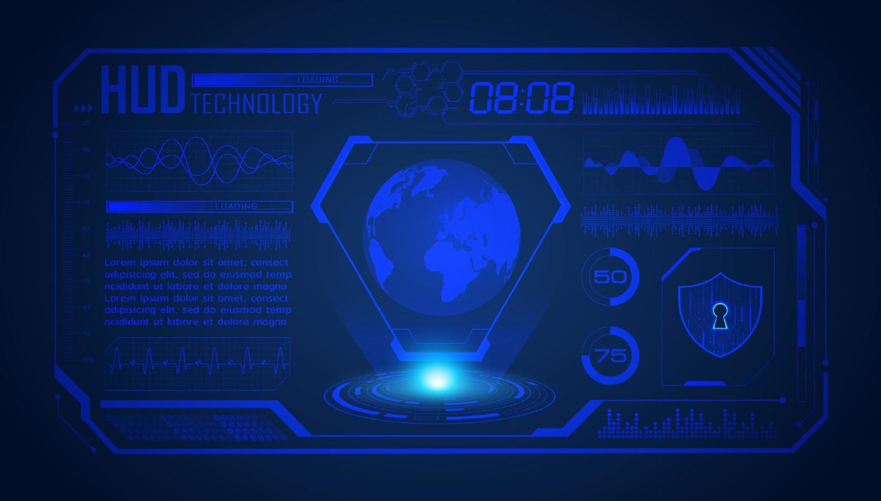 Modern HUD Technology Screen Background with blue globe vector