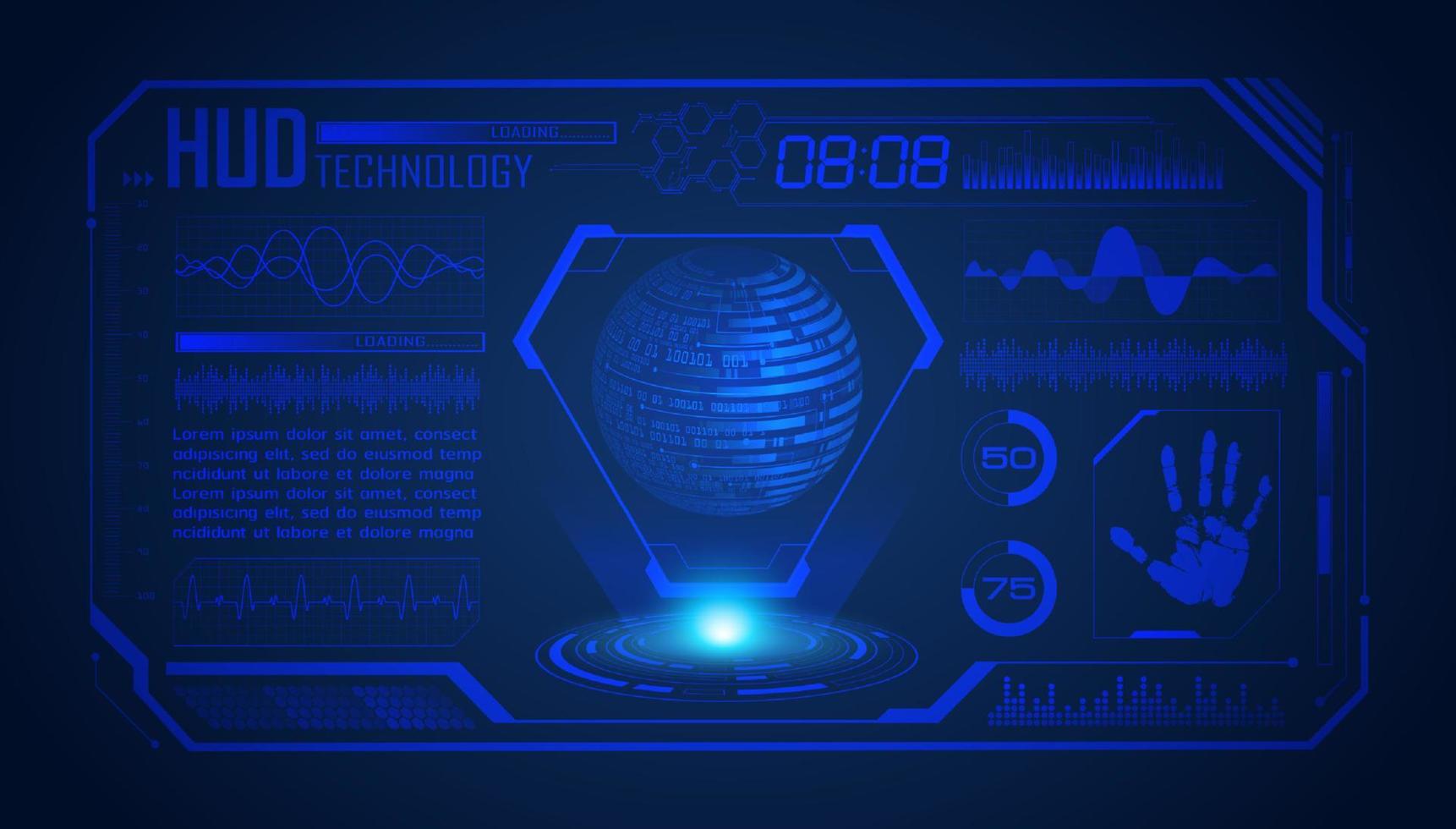 Modern HUD Technology Screen Background with blue globe vector