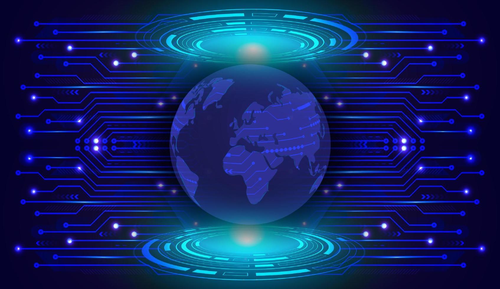 Modern World Map Holograph on Technology Background vector