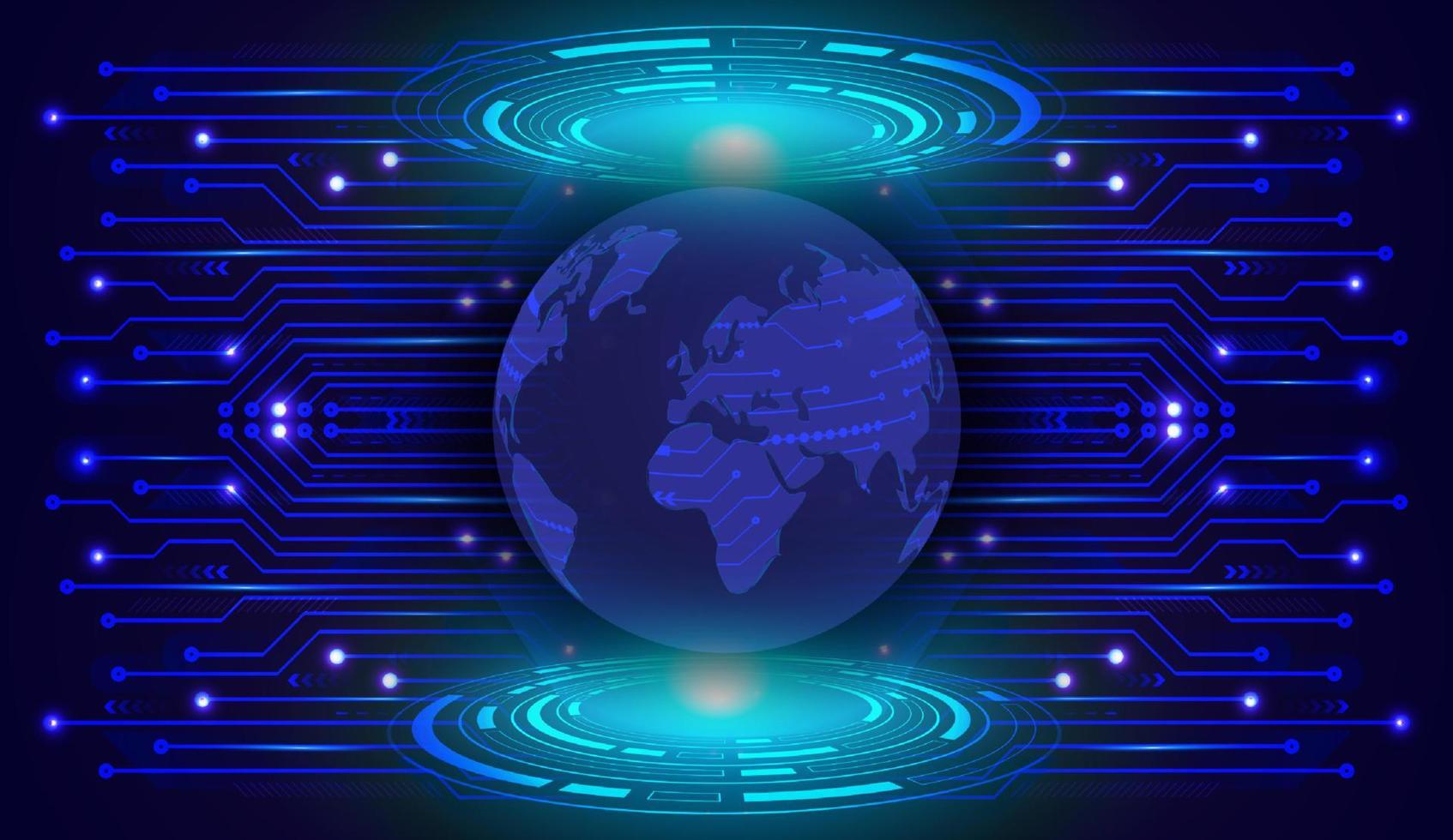 holograma de mapa del mundo moderno sobre fondo de tecnología vector