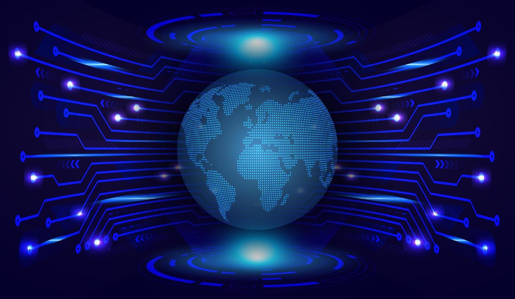 Modern World Map Holograph on Technology Background vector