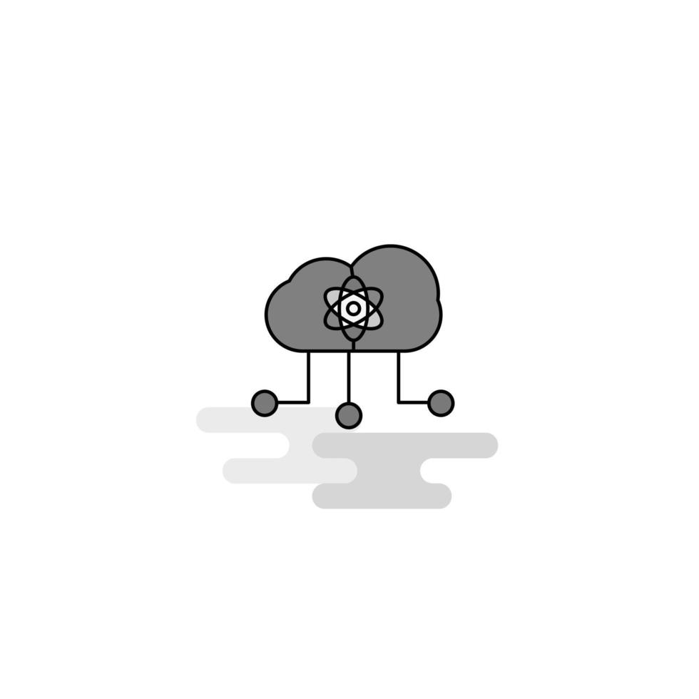 Cloud computing Web Icon Flat Line Filled Gray Icon Vector