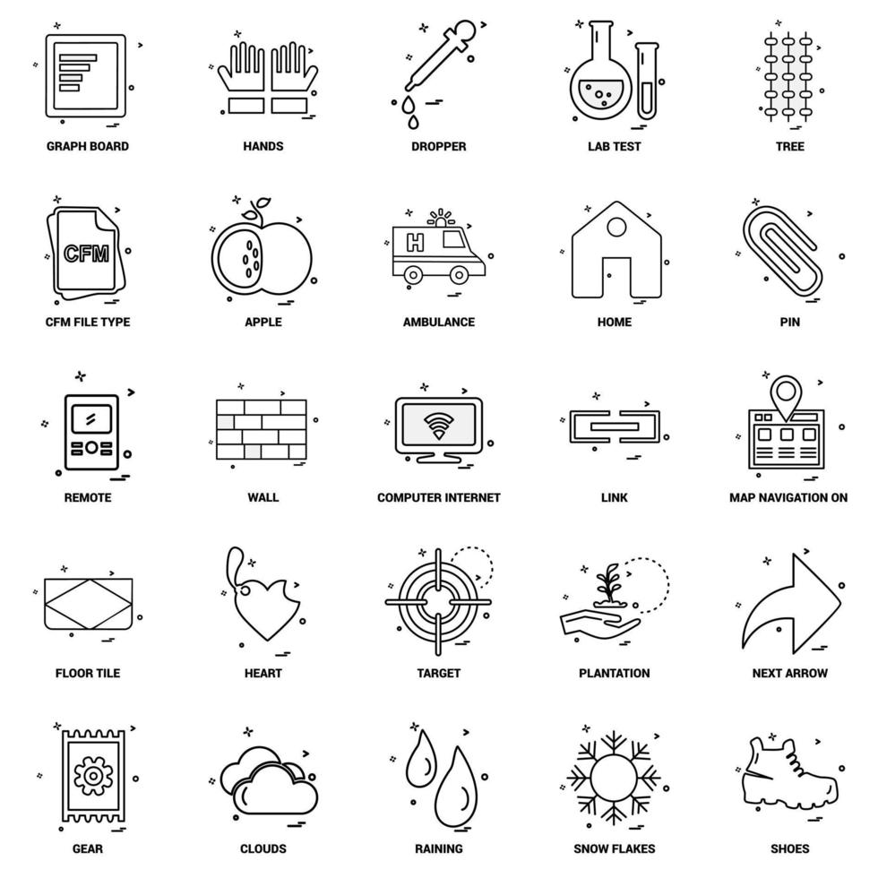 25 conjunto de iconos de línea de mezcla de concepto de negocio vector