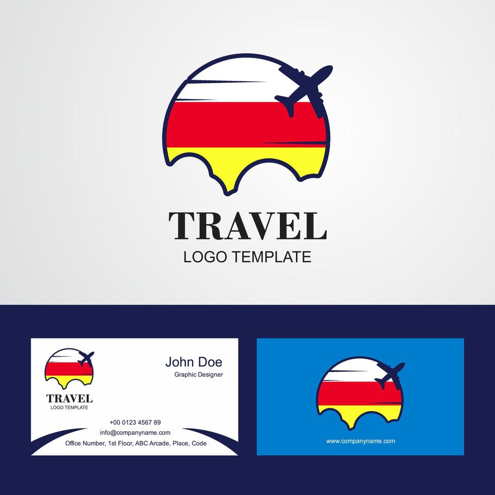 logotipo de la bandera de osetia del sur de viaje y diseño de tarjeta de visita vector