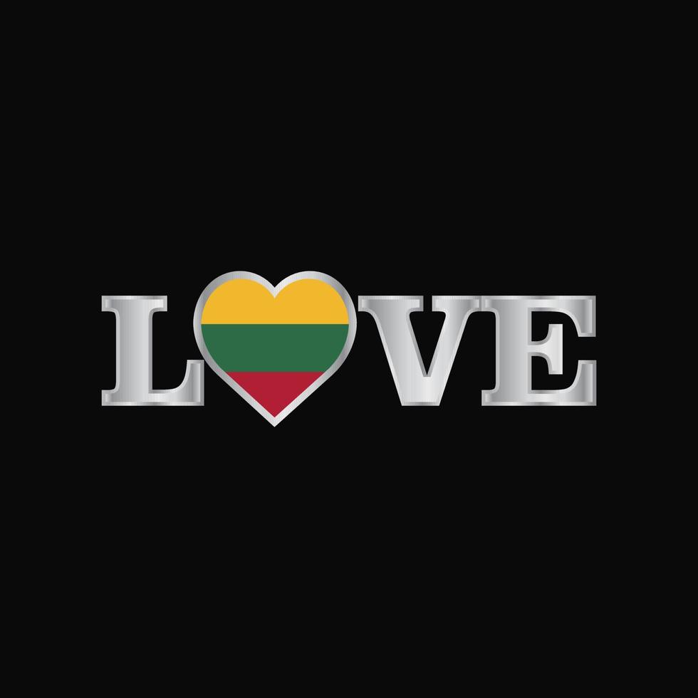 Love typography with Lithuania flag design vector