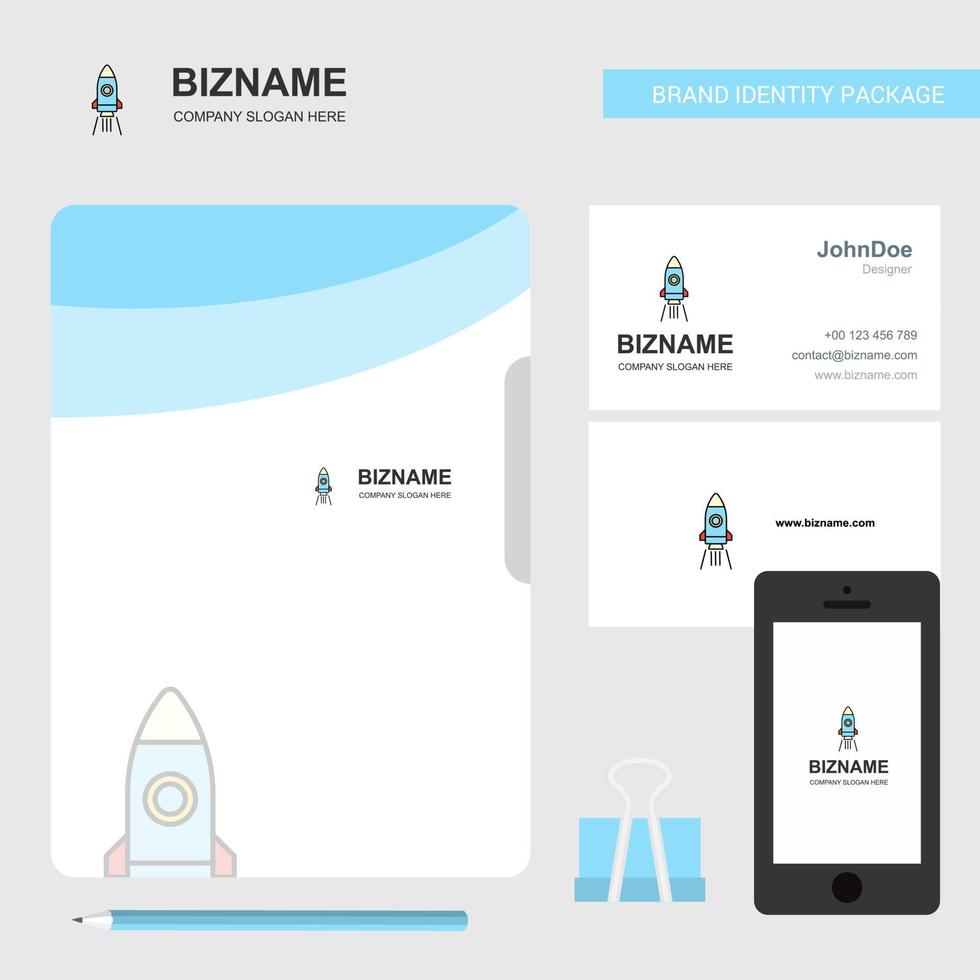 Rocket Business Logo File Cover Visiting Card and Mobile App Design Vector Illustration