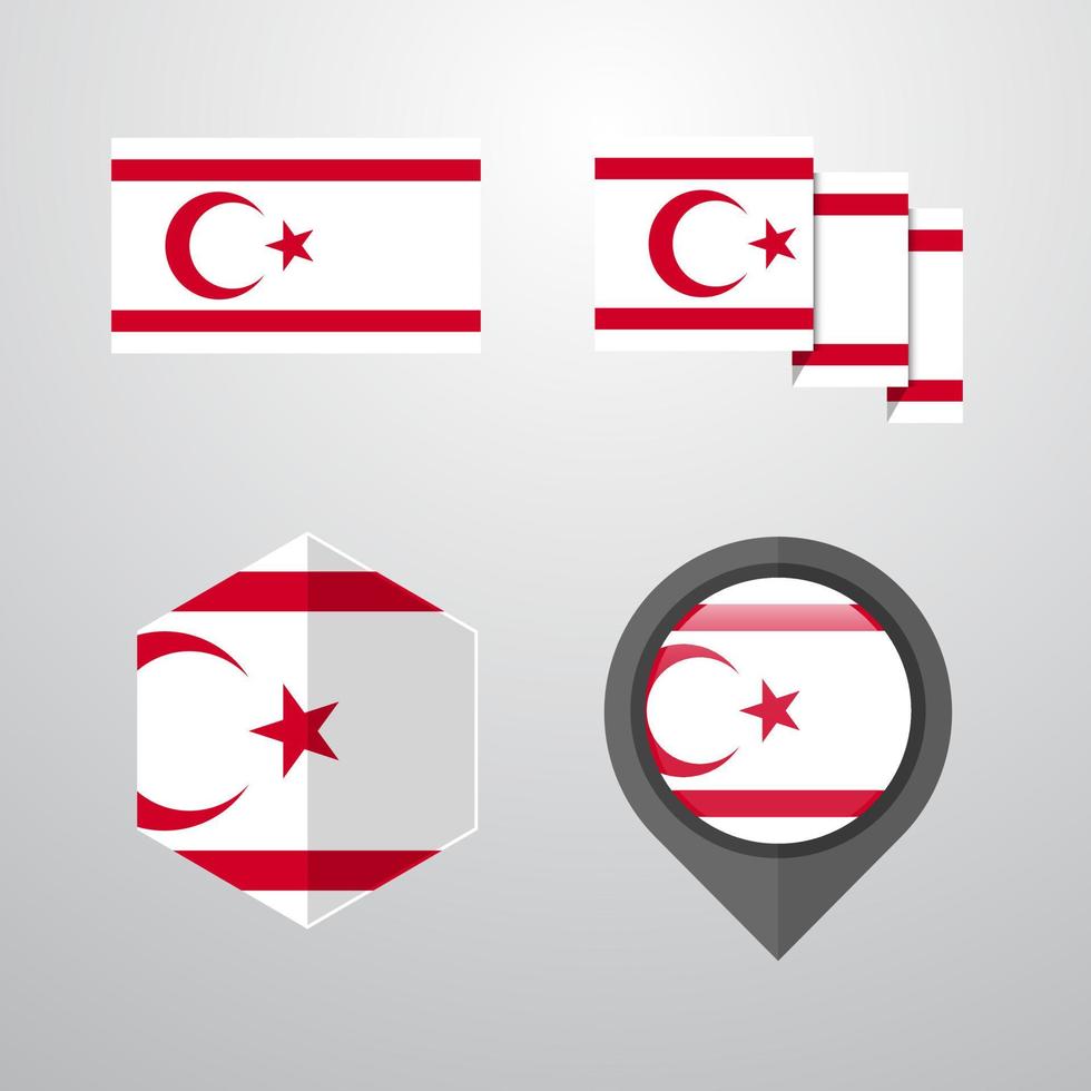 Northern Cyprus flag design set vector