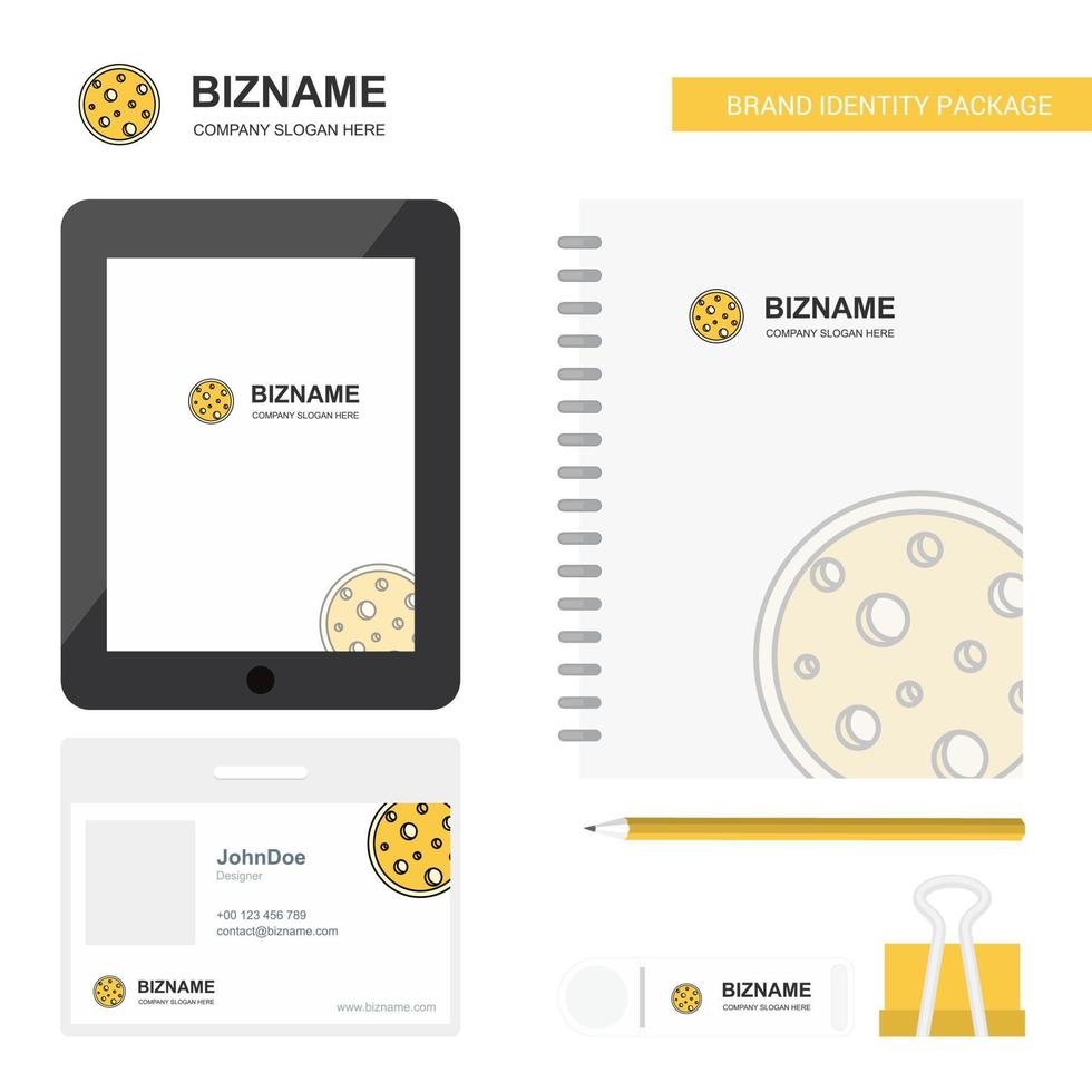 Moon Business Logo Tab App Diary PVC Employee Card and USB Brand Stationary Package Design Vector Template