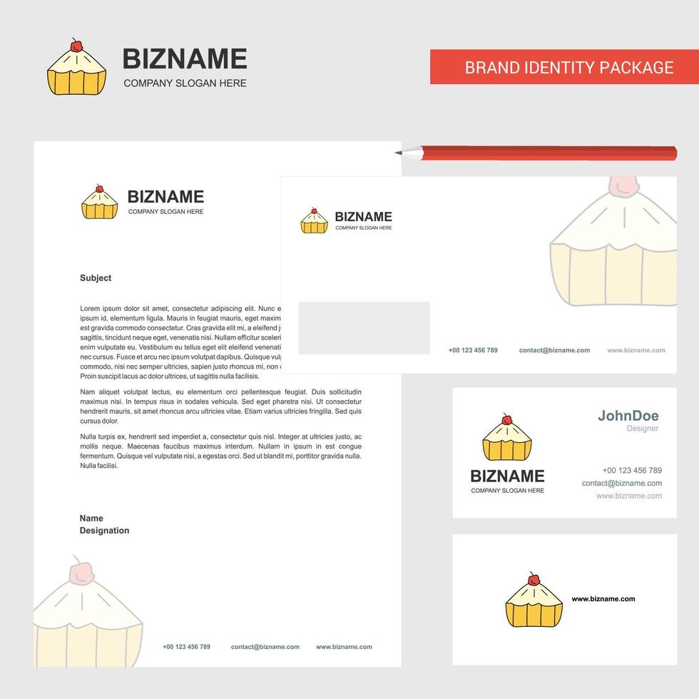 Cake Business Letterhead Envelope and visiting Card Design vector template