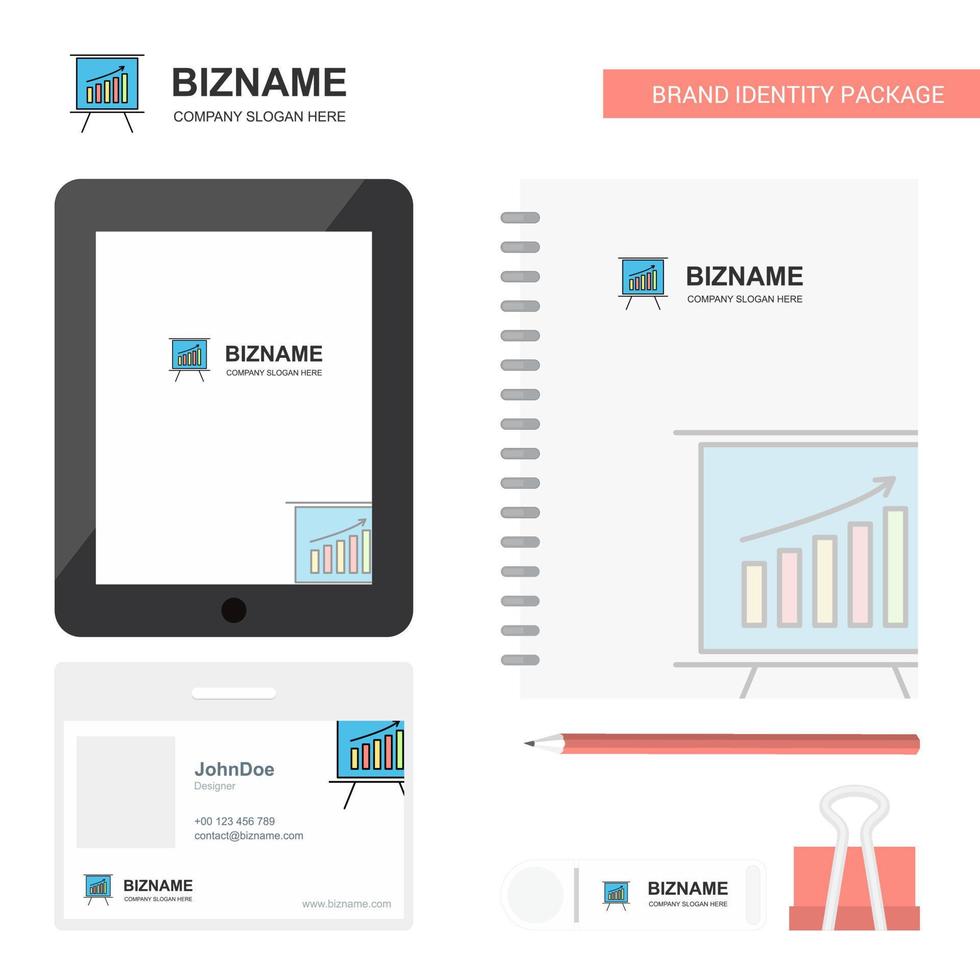 Presentation Business Logo Tab App Diary PVC Employee Card and USB Brand Stationary Package Design Vector Template
