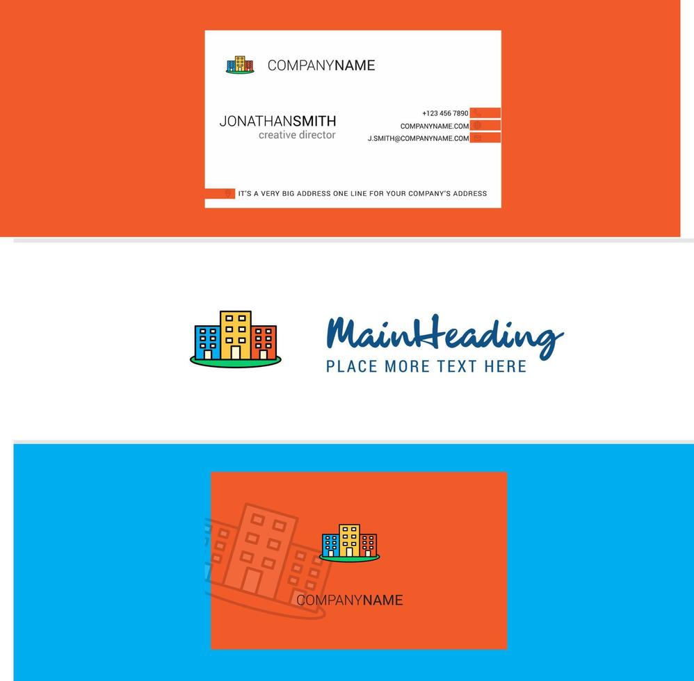 Beautiful Buildings Logo and business card vertical Design Vector