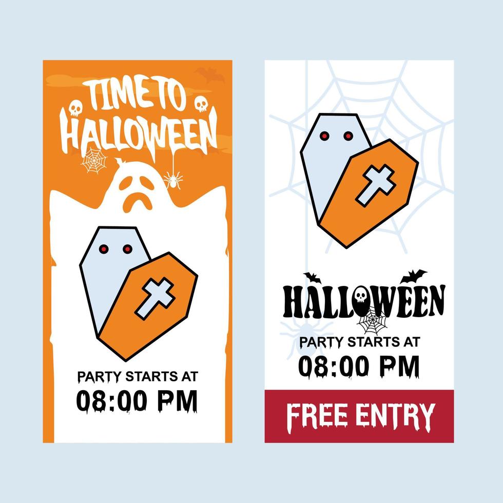 diseño de invitación de feliz halloween con vector de ataúd