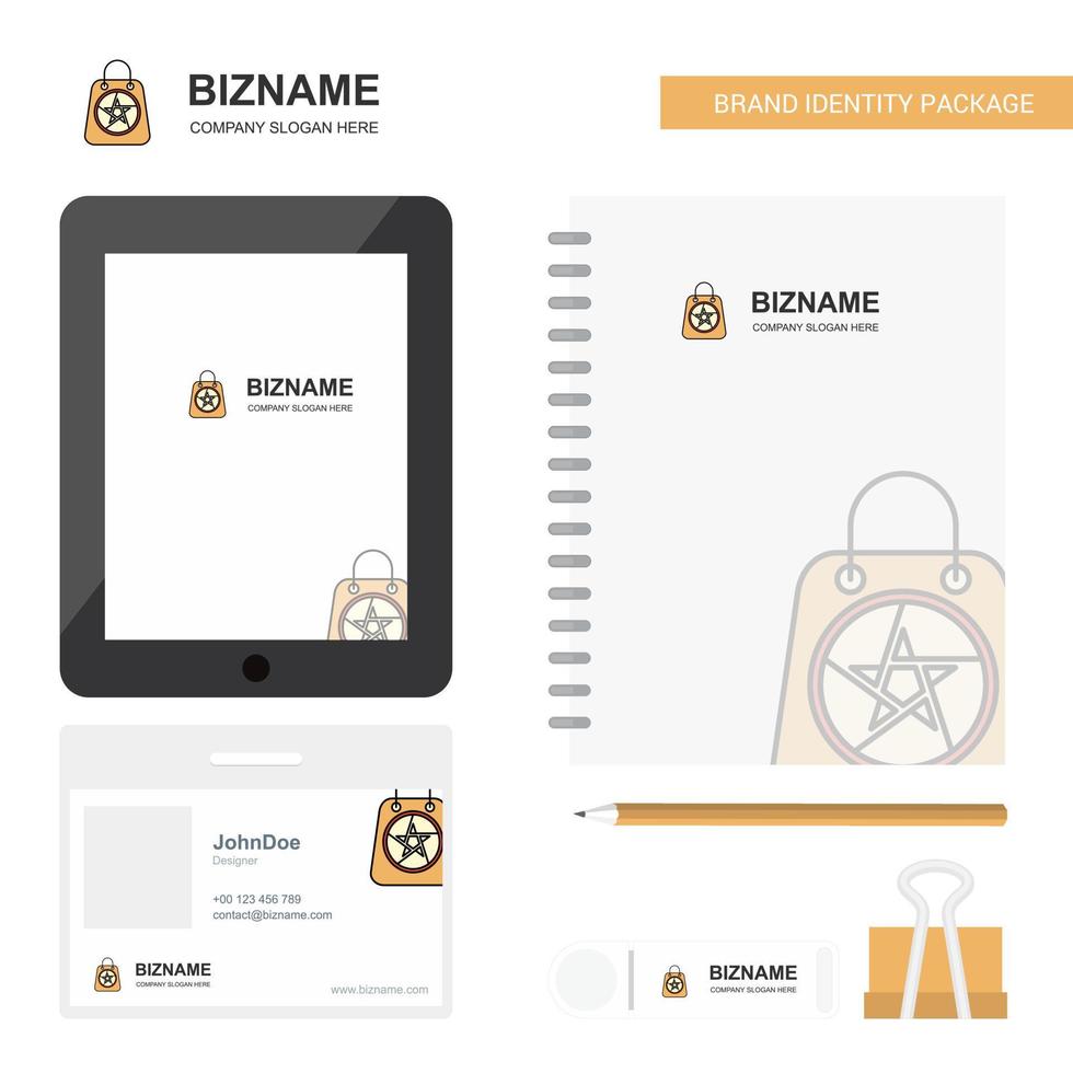 Halloween shopping bag Business Logo Tab App Diary PVC Employee Card and USB Brand Stationary Package Design Vector Template