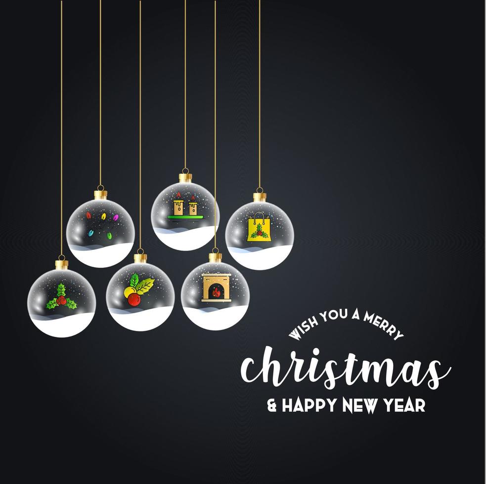 Merry Christmas card with creative design and dark background vector