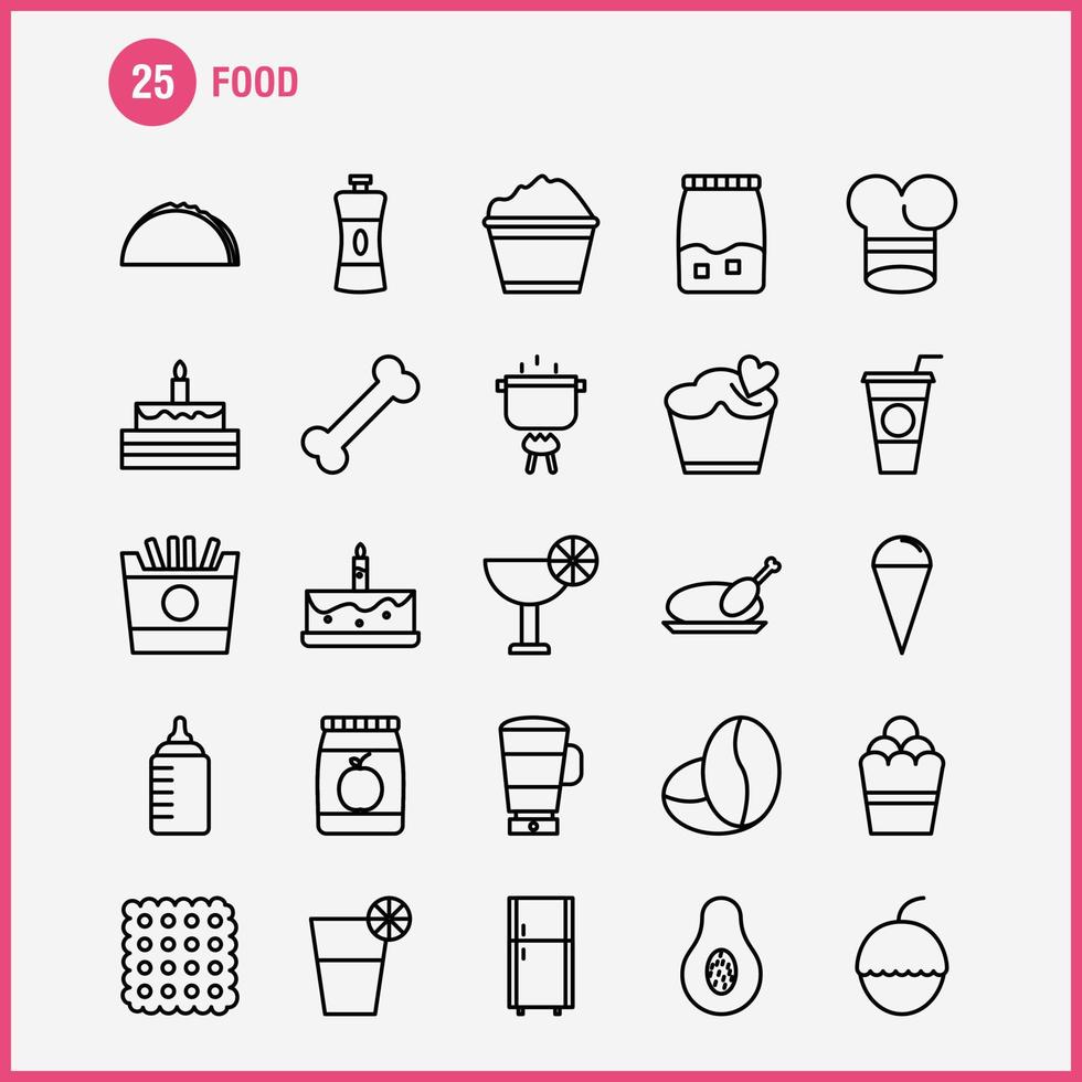 Food Line Icons Set For Infographics Mobile UXUI Kit And Print Design Include Tea Coffee Food Meal Pepper Salt Food Meal Collection Modern Infographic Logo and Pictogram Vector