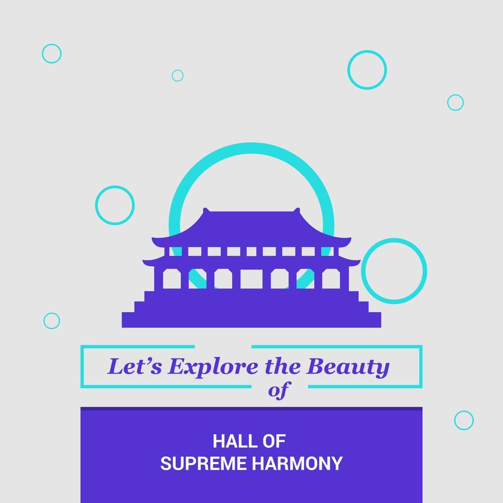 Lets Explore the beauty of Hall of Supreme Harmony Beijing China National Landmarks vector