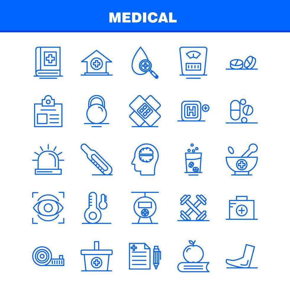 los iconos de línea médica establecidos para el kit de uxui móvil de infografía y el diseño de impresión incluyen tubo de ensayo ciencia laboratorio médico globo colección de mapas médicos logotipo infográfico moderno y vector de pictograma