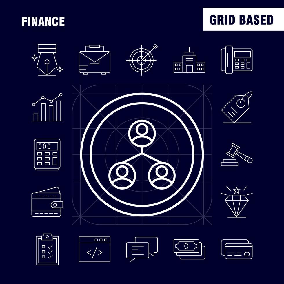 Finance Line Icons Set For Infographics Mobile UXUI Kit And Print Design Include Computer Pin Text Finance Search Research Finance Man Icon Set Vector