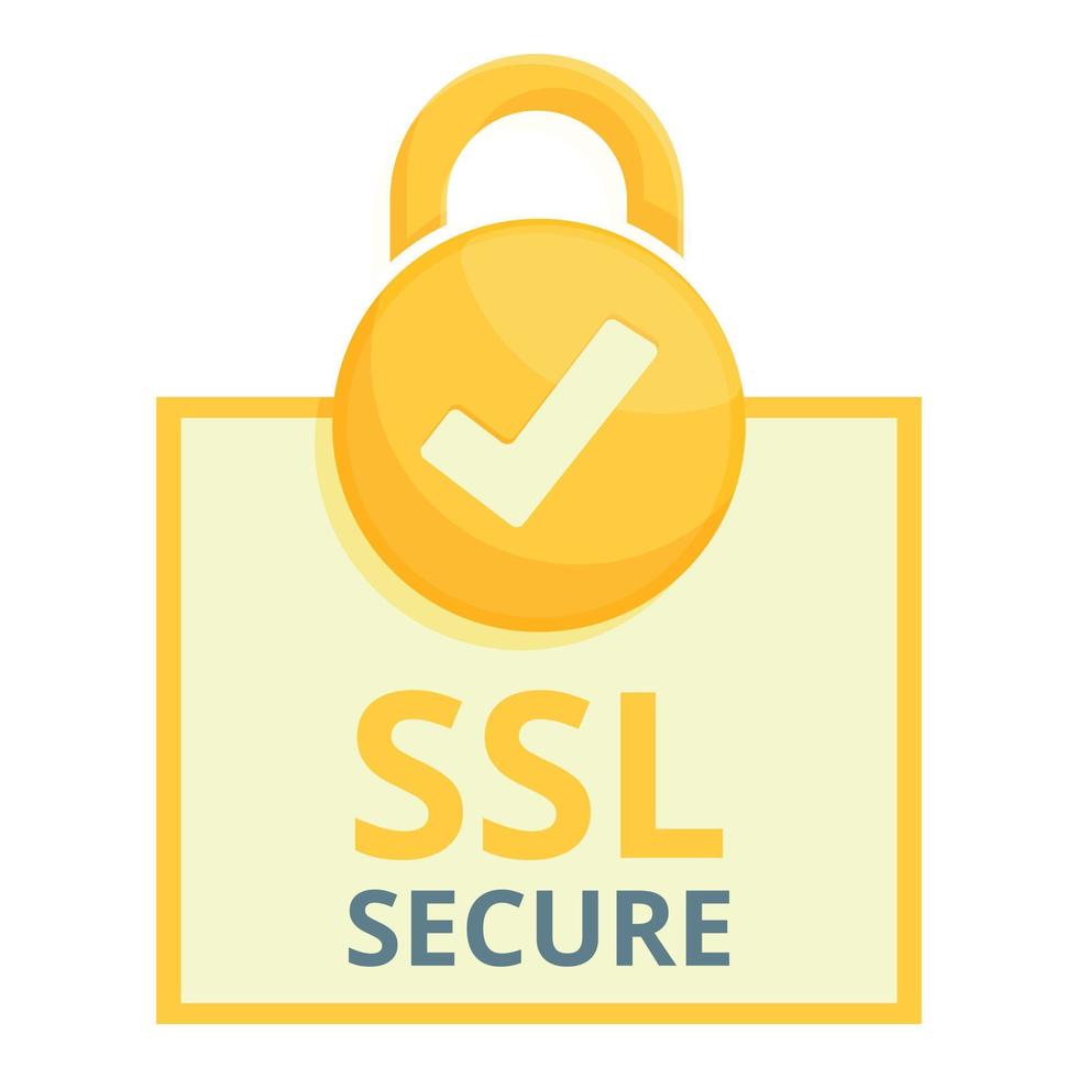 Padlock secure ssl certificate icon, cartoon style vector