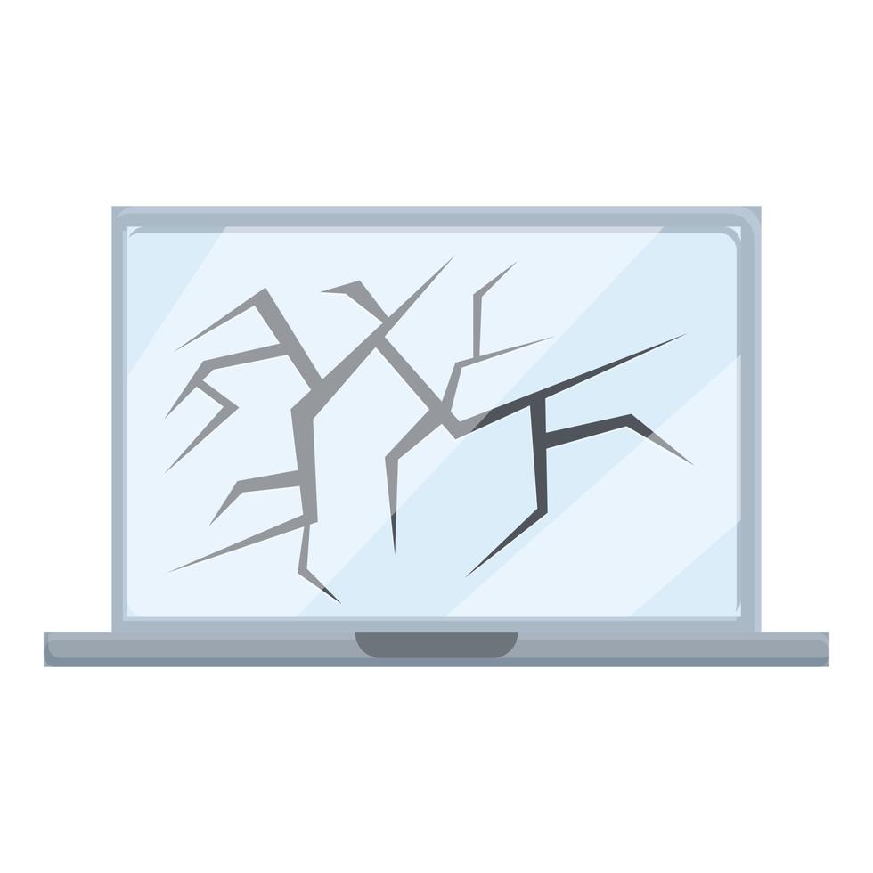 Cracked display laptop repair icon, cartoon style vector