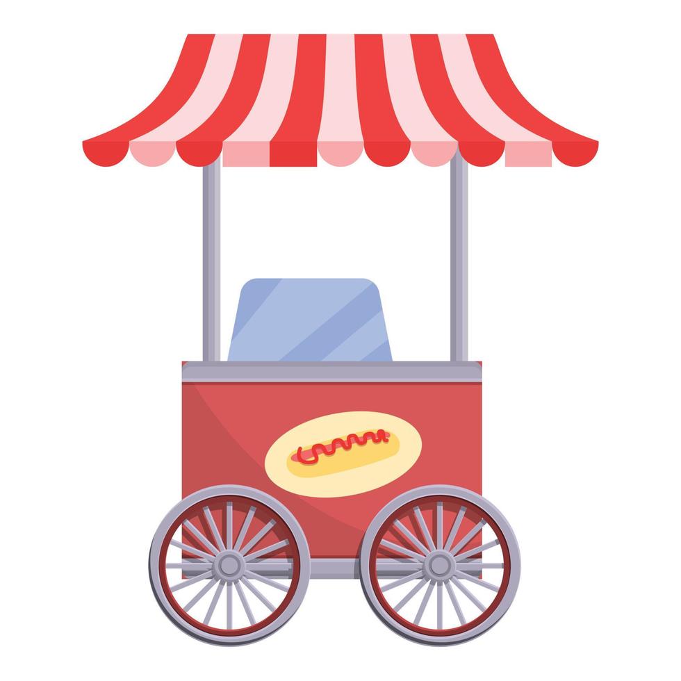 Hot dog truck icon, cartoon style vector