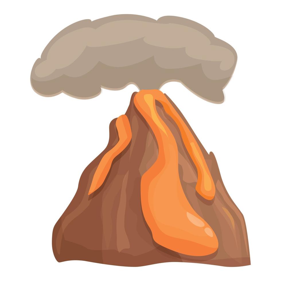 Full lava crater icon cartoon vector. Volcano eruption vector