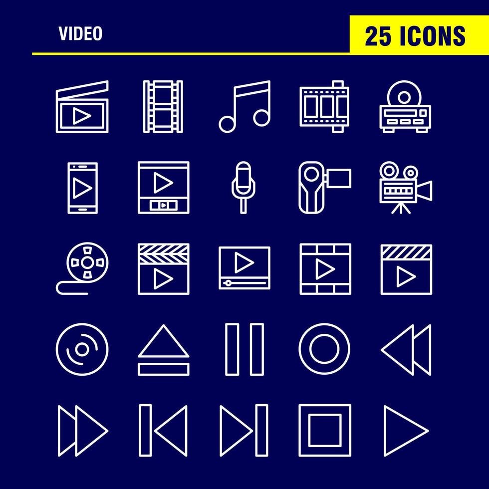 paquete de iconos de línea de video para diseñadores y desarrolladores iconos de director entretenimiento película video película película video vector multimedia