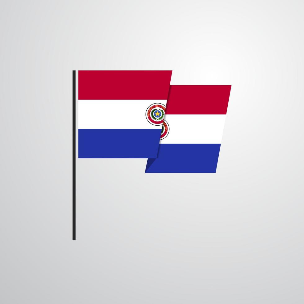 vector de diseño de bandera ondeante de paraguay