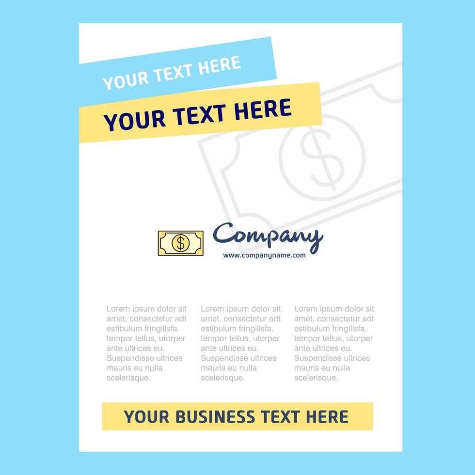 Dollar Title Page Design for Company profile annual report presentations leaflet Brochure Vector Background