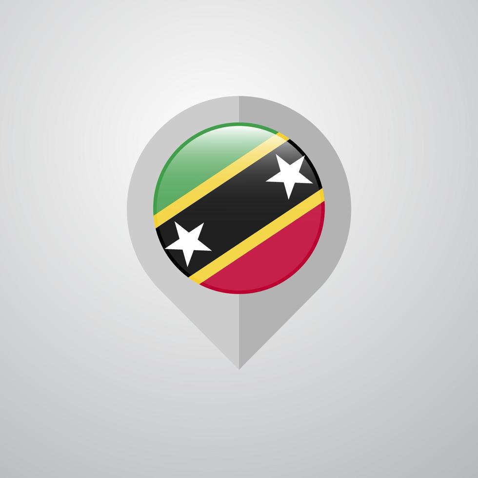 Puntero de navegación del mapa con vector de diseño de bandera de Saint Kitts y Nevis