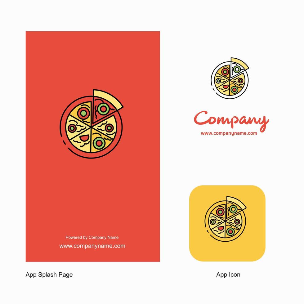 icono de la aplicación del logotipo de la empresa de pizza y diseño de la página de presentación elementos de diseño de aplicaciones comerciales creativas vector