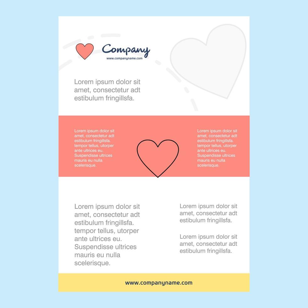 Template layout for Heart comany profile annual report presentations leaflet Brochure Vector Background