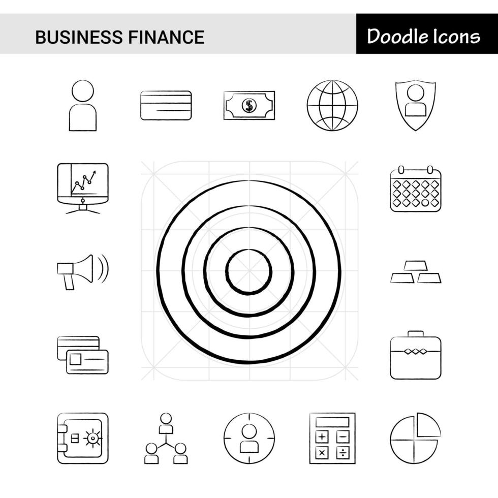 Set of 17 Business Finance handdrawn icon set vector