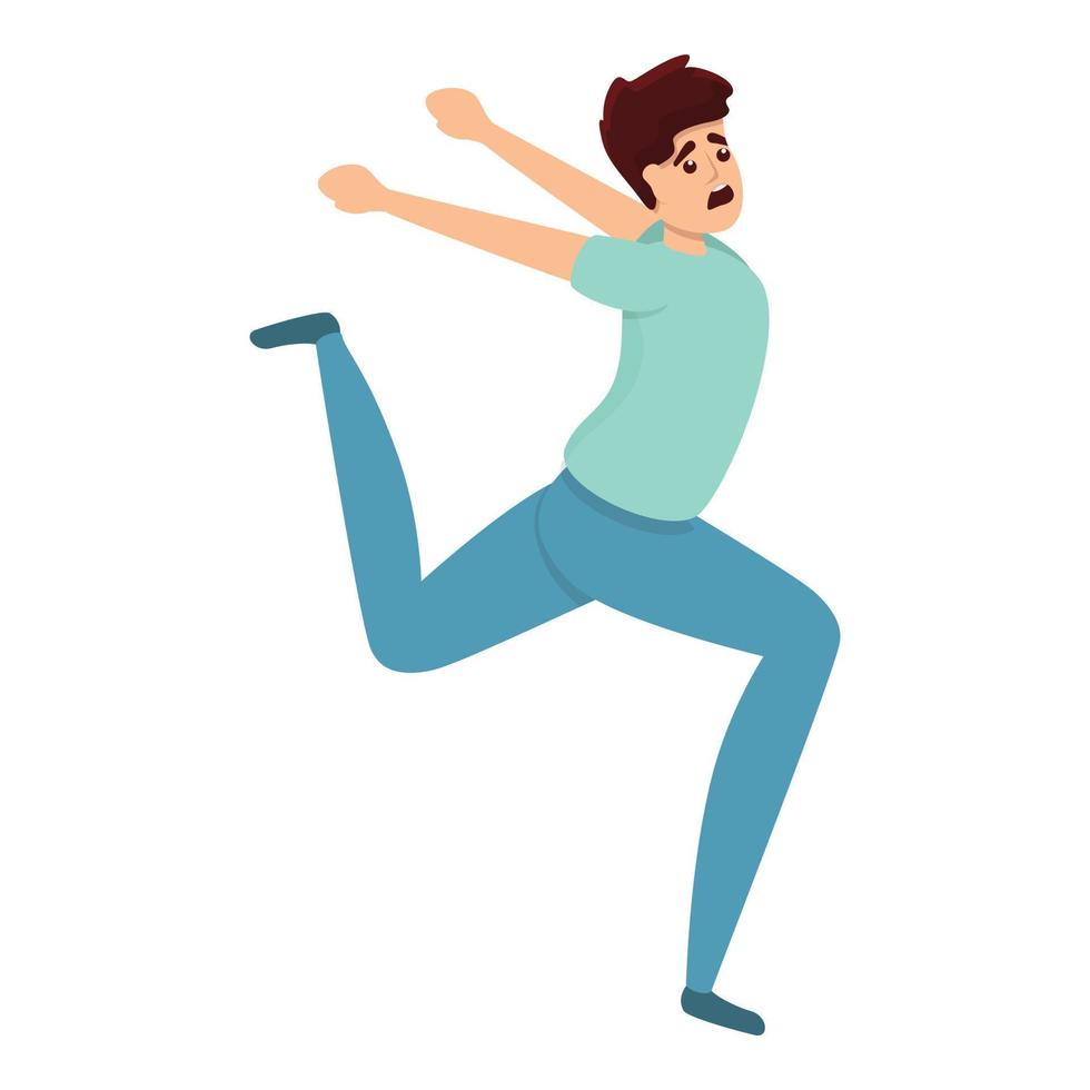 Panic running man icon, cartoon style vector