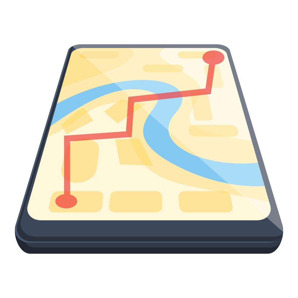 Modern phone itinerary icon, cartoon style vector