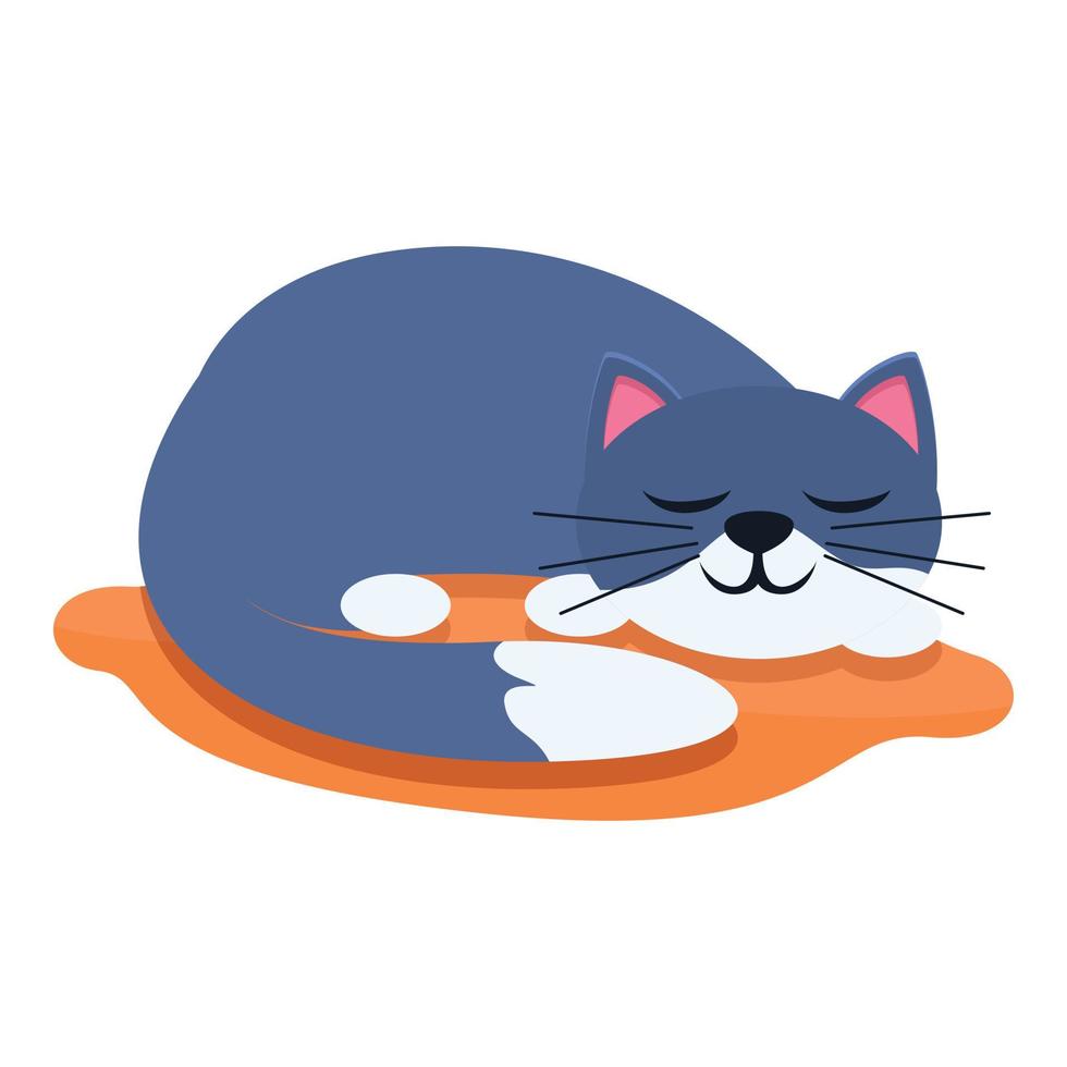 Playful cat sleeping icon, cartoon style vector