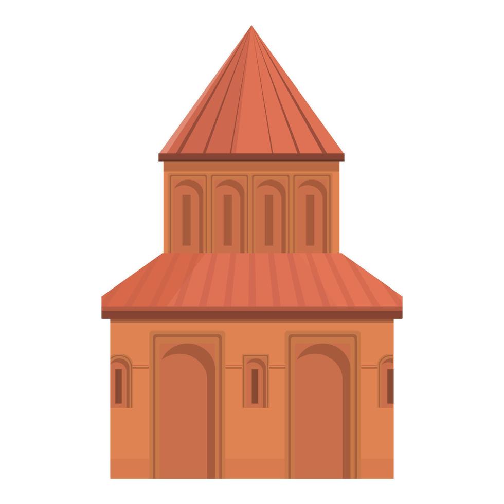 Red armenia church icon cartoon vector. Monastery map vector