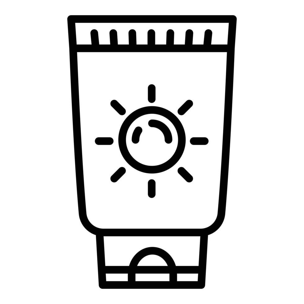 icono de crema de tubo uv, estilo de esquema vector