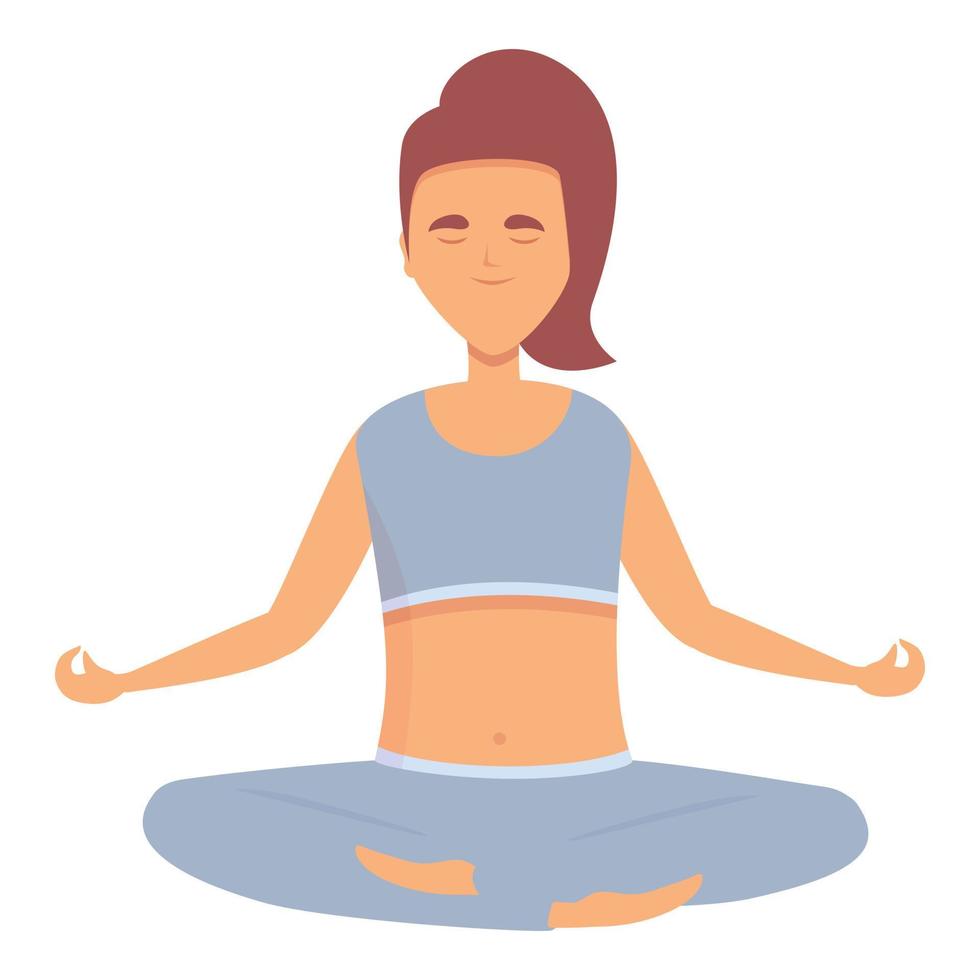 Fitness girl meditation icon cartoon vector. Woman relax vector