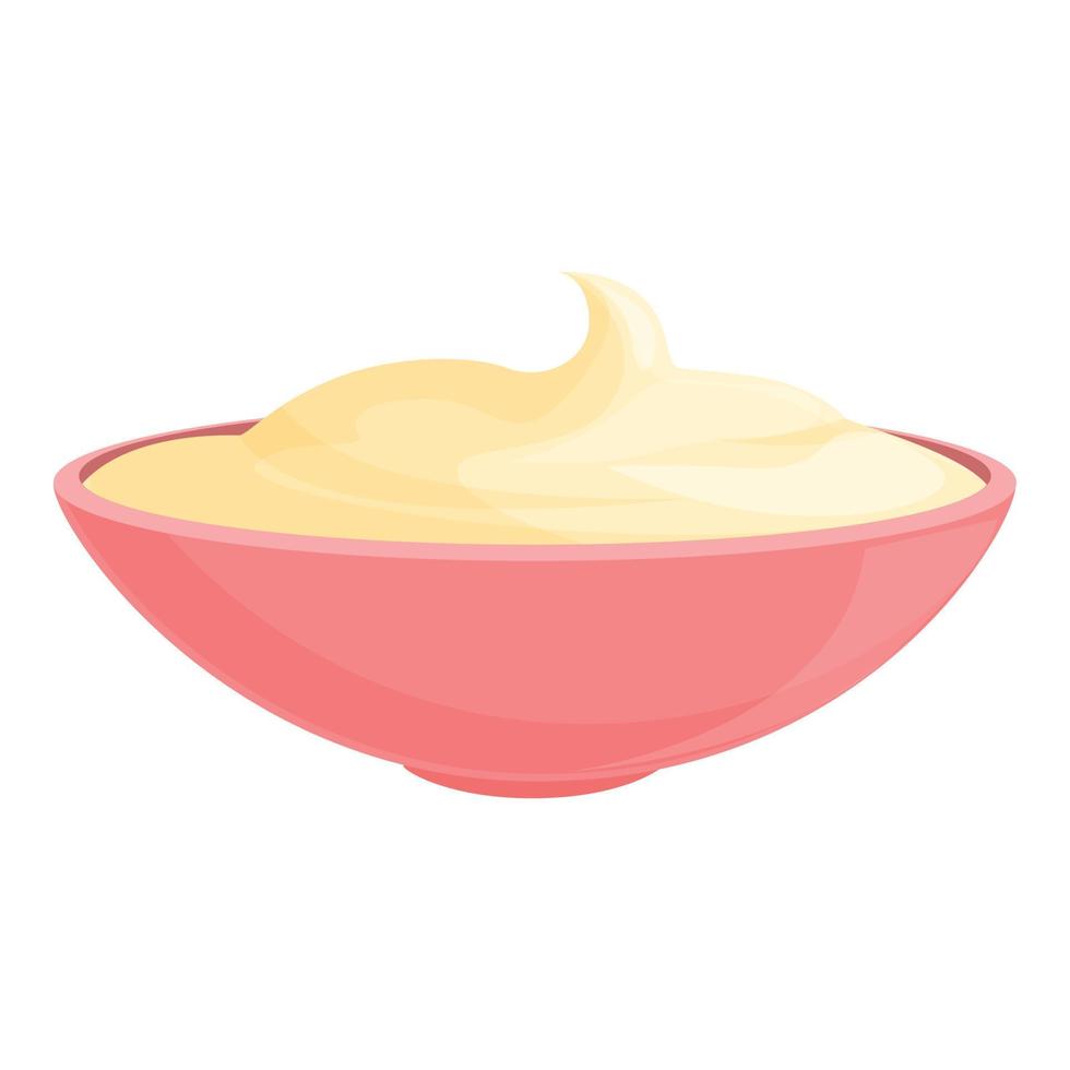 vector de dibujos animados de icono de crema de tazón de comida. producto lácteo